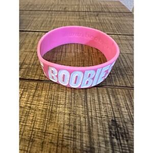 Peace Love Boobies Rubber Bracelet